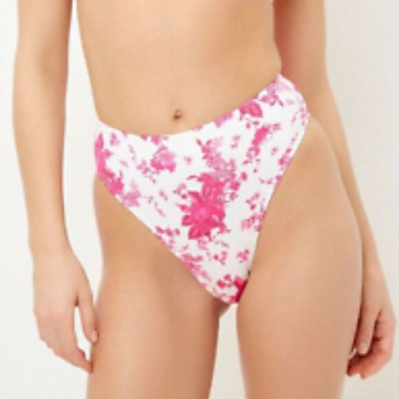 Frankie’s Bikinis Matched Set White With Hot Pink Roses Small - Picture 3 of 7